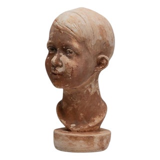 1920s French Plaster Bust of Boy For Sale