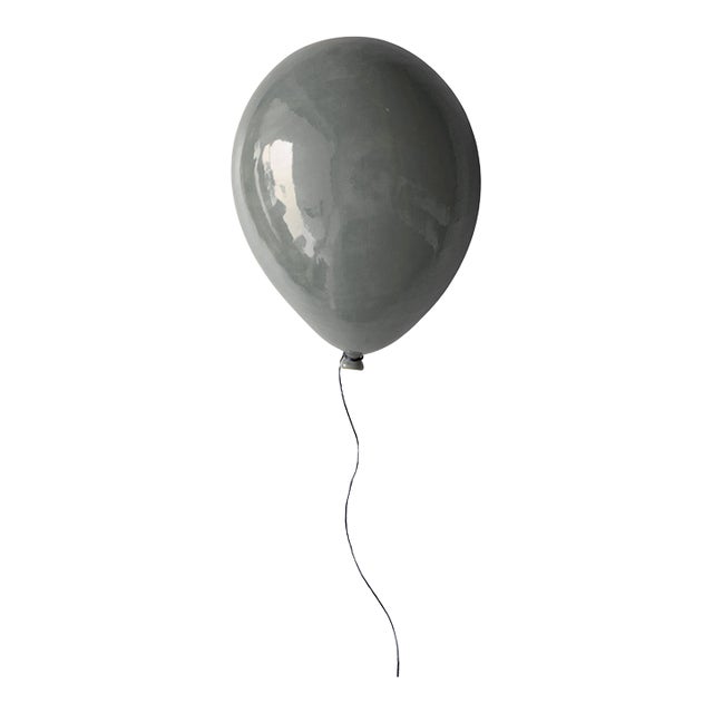 Grey Glossy Ceramic Balloon Wall Sculpture - Medium Size For Sale