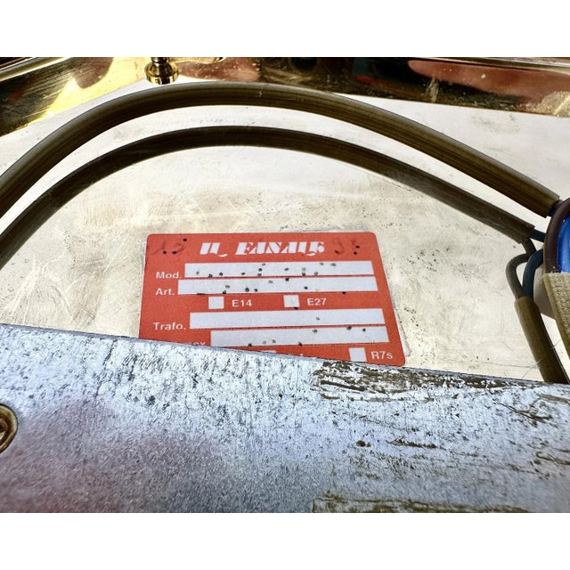 Metal Mid-Century Modern Italian Brass and Glass Ceiling Wall Lamp, 1970s For Sale - Image 7 of 10