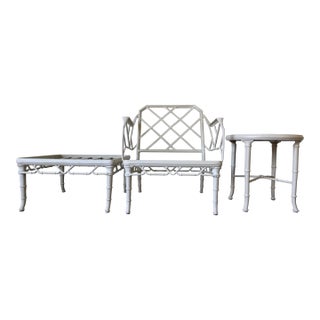 Brown Jordan Calcutta White Aluminum Outdoor Furniture - Set of 3 For Sale