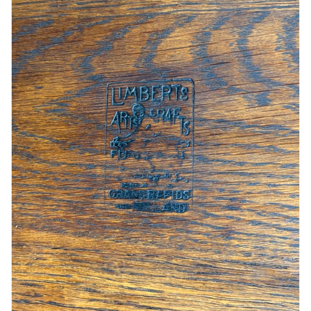 1910s Limbert Mission Oak Oval Library Table With Cut Outs Arts & Crafts For Sale - Image 9 of 12