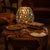 Oversized hand-crafted stained glass mosaic goblet candle holder with jewel-tone glass in ruby, emerald, cobalt, amber,...