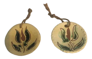 1990s Yellow Slip Ware Ornaments - Set of 2