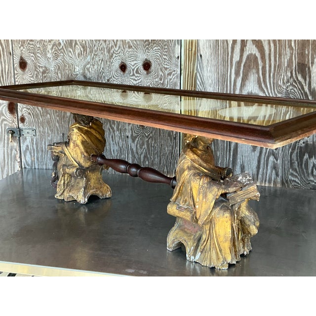 Boho Chic Vintage Boho Carved Angel Coffee Table For Sale - Image 3 of 12
