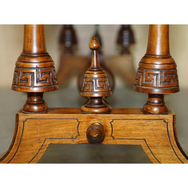 Antique Carved Burl Walnut and Green Leather Coffee Table, 1880 For Sale - Image 15 of 18