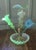 Glass French Hand Blown Uranium Glass Three Trumpet Epergne, 1900 For Sale - Image 7 of 9