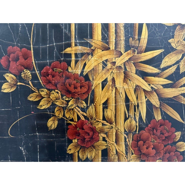 Chinese Export, Jappanned Screen, Crackle Lacquer, Gilt, Brass, China, 1960s For Sale - Image 18 of 18