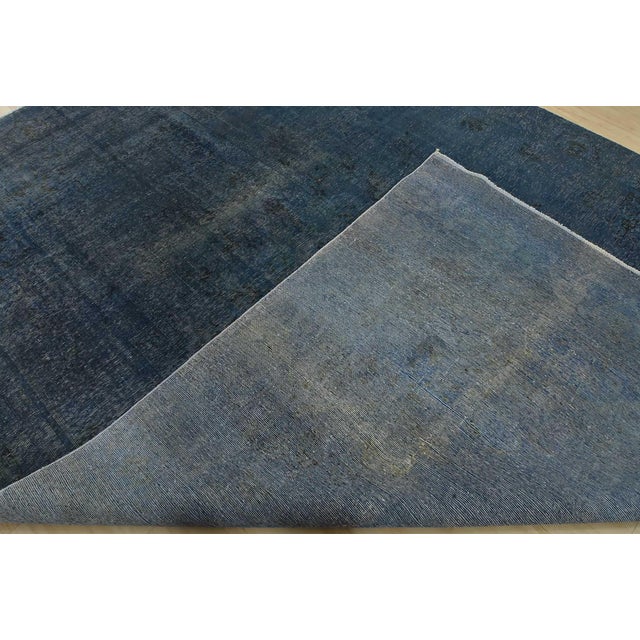 Tabriz Rug 9’4” X 12’5” Blue Wool Vintage Overdyed Hand-Knotted Carpet For Sale - Image 14 of 15