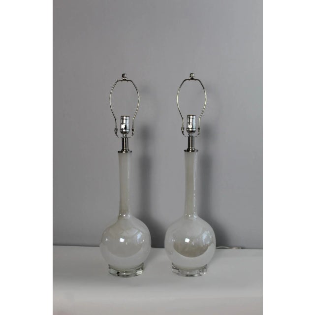 Mid 20th Century Styled After Seguso Iridescent Glass Lamps - a Pair For Sale - Image 12 of 12