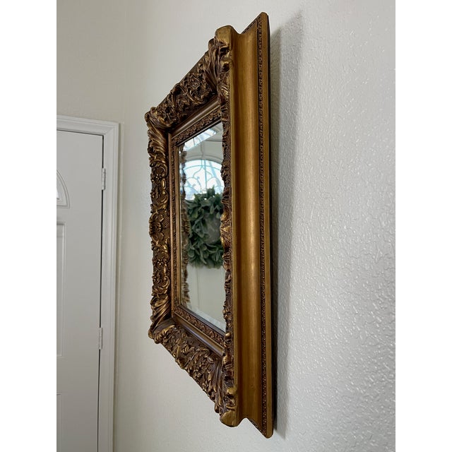 Mid Century Bella French Ornate Giltwood Beveled Wall Mirror For Sale - Image 4 of 18