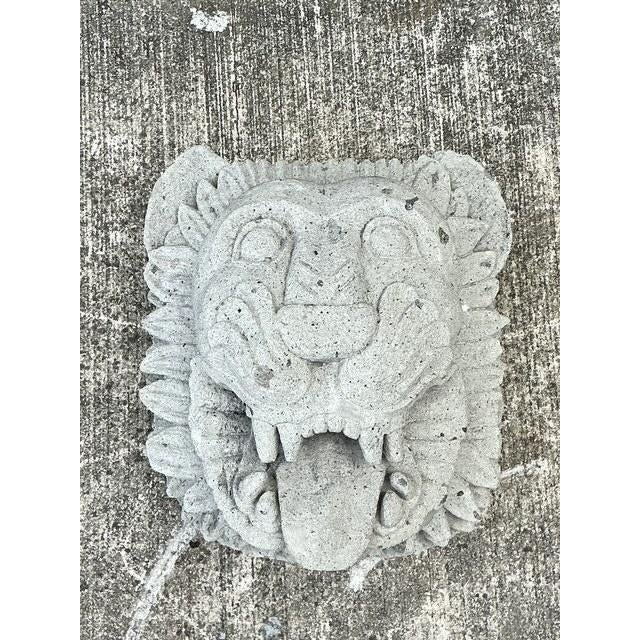 Vintage Cast Concrete Lions Head For Sale - Image 4 of 12