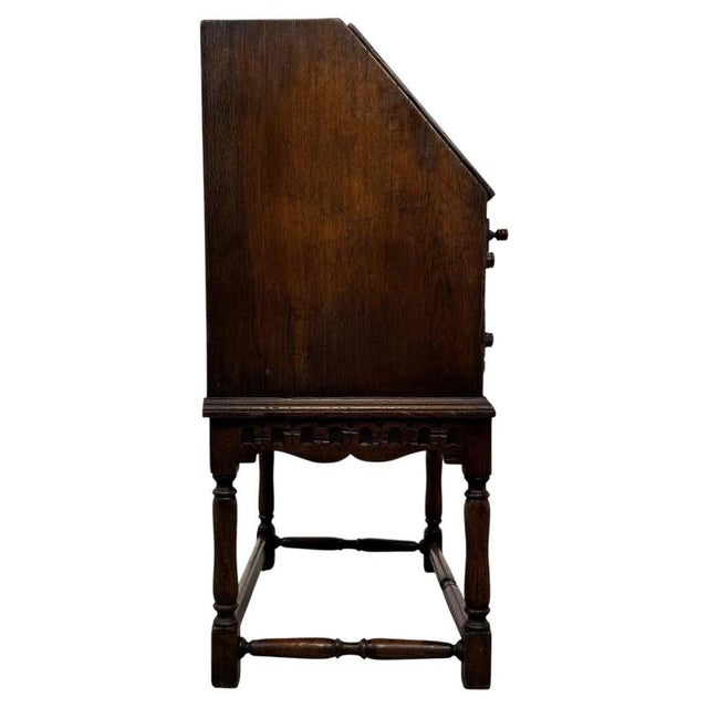 Brown Vintage Writing Bureau in Oak For Sale - Image 8 of 14