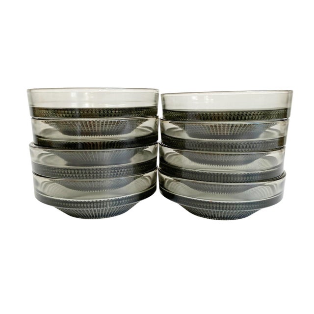1960s 1960s Digsmed Denmark Mid-Century Modern Kjell Blomberg "Vineta" Gullaskruf Bowls - Smoke Gray - Set of 8 For Sale - Image 5 of 5
