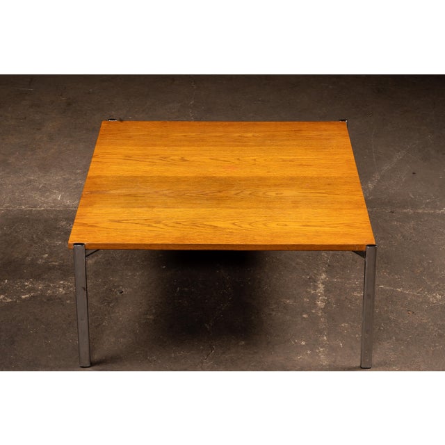 Mid-Century Modern MCM Oak and Chromed Steel Coffee Table by Stendig For Sale - Image 3 of 10