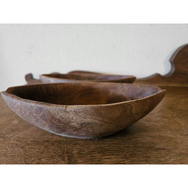 Coffee Pair of Late 20th Century Haitian Carved Wooden Bowls For Sale - Image 8 of 13