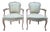 Vintage Louis XV Style Cabriolet Chairs in Sandblasted Beech and Floral Fabric, 1960s, Set of 2 For Sale