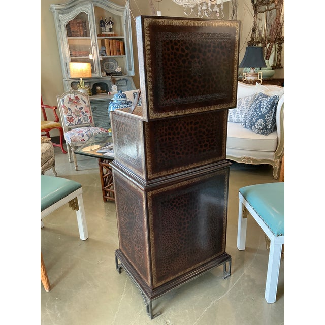 Animal Skin 1980s Maitland - Smith Leather Wrapped File Cabinet For Sale - Image 7 of 8