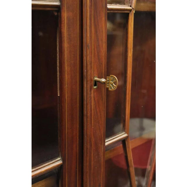 Antique English Georgian Style Mahogany Corner China Cabinet Display Case Curio For Sale - Image 12 of 12