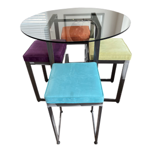 Johnston Casuals High Top Glass Table With Ultra Plush Stools