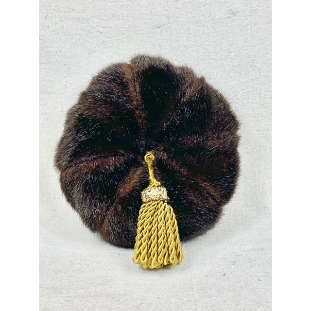 Brown Early 21st Century Faux Fur Round Pillow For Sale - Image 8 of 9