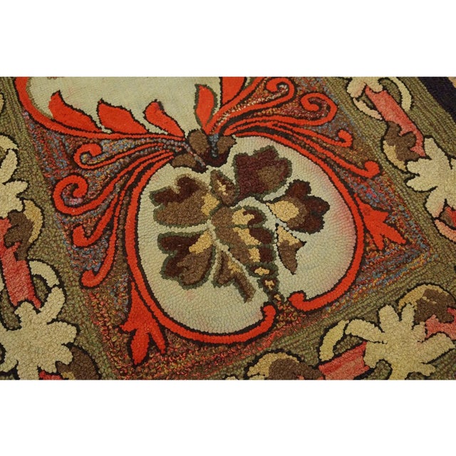 1930s 1930s Rare Antique Artistic Art Nouveau Design American Hooked Folk Art Rug For Sale - Image 5 of 10