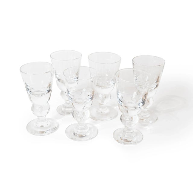 Mid-Century Modern 1960s Set of 6 Steuben Crystal Cordial Wine Stem Glasses – Signed, Mid-Century Modern For Sale - Image 3 of 3