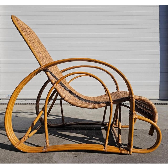 Set of Mid-Century Modern Bamboo and Rattan Loungers, Italy, 1960s For Sale - Image 4 of 16