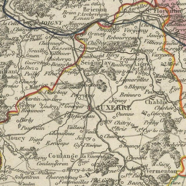 Antique Map of the Yonne, Auxerre, Vauban and Marshal Davout, 1860 For Sale - Image 4 of 12