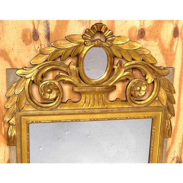 Wood 19th Century Swedish Gustavian Gilt & Polychromed Neoclassical Mirror For Sale - Image 7 of 12