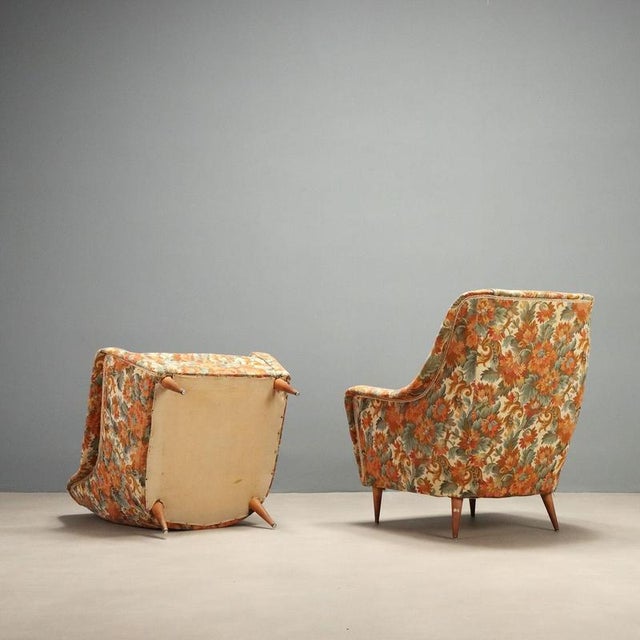Beige Vintage Armchairs in Fabric and Wood, Italy, 1950s For Sale - Image 8 of 9