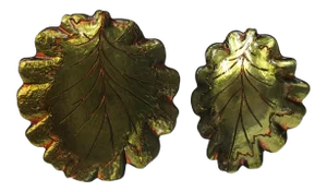 Glass and Metal Leaf Dishes/Bowls - a Pair