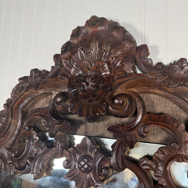 Late 20th Century Hand-Carved Rococo Revival Marble Console & Mirror For Sale - Image 16 of 17