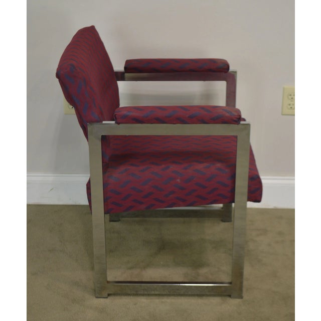 1970s Mid-Century Modern Milo Baughman Style Chrome Armchairs - a Pair For Sale - Image 5 of 13