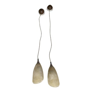 Mid Century Italian Pendant Lights with Tulip Glass Shades - a Pair For Sale