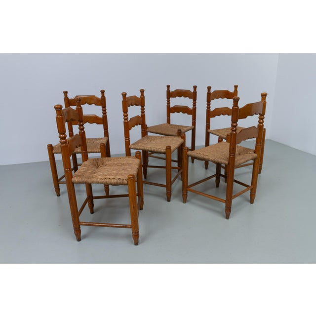 Danish Oak Chairs with Rush Seats in Seagrass by Hans Dau, 1940s, Set of 6 For Sale - Image 9 of 18