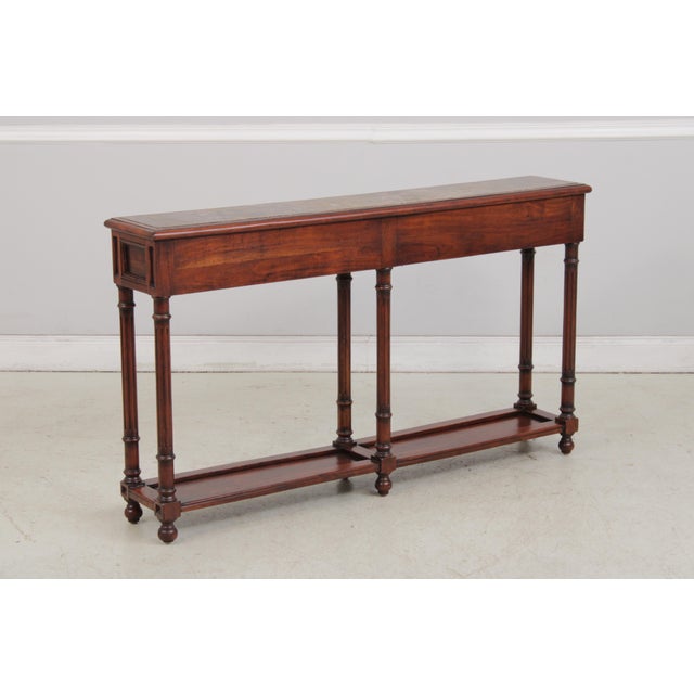Mahogany 2 Drawer Marble Top Console Table For Sale - Image 17 of 17