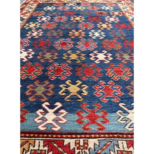 Late 19th Century Antique Caucasian Kazak Rug With Geometric and Tribal Motifs 4'3" X7'6" For Sale - Image 5 of 13