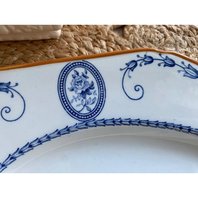Ceramic Mid Century Wood & Sons Broadmoor Blue Octagonal Ironstone Turkey Serving Platter For Sale - Image 7 of 12