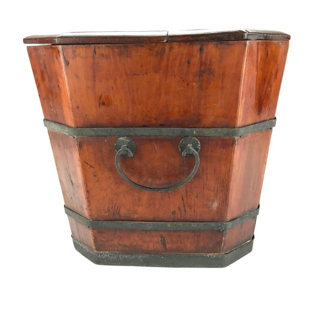 Large Wooden Antique Chinese Wedding or Money Chest Trunk For Sale In Portland, ME - Image 6 of 12