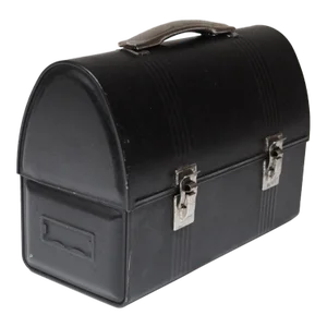 Vintage Black Industrial Domed Tin Work Lunch Box