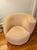 Pair of Vladimir Kagan Swivel Chairs With Crescent Ottoman in Blush Microsuede For Sale - Image 6 of 8