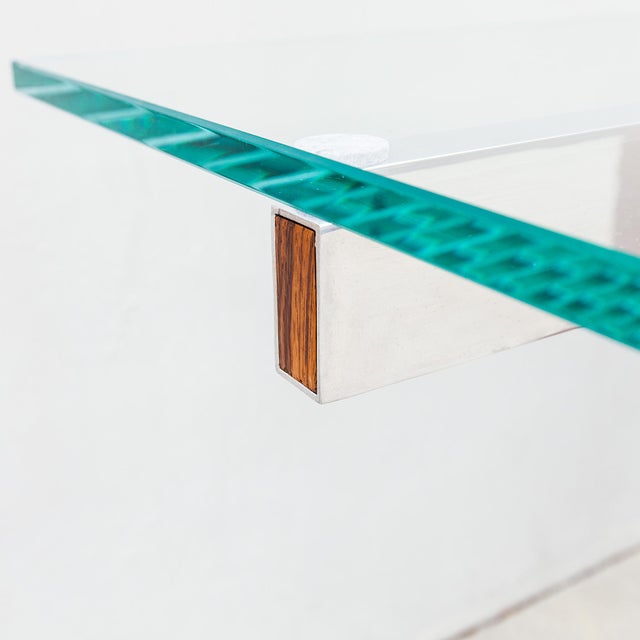 1960s Vladimir Kagan Attributed Zebrawood & Glass Extension Dining Table on Chrome Base, Model 6705 For Sale In Los Angeles - Image 6 of 14
