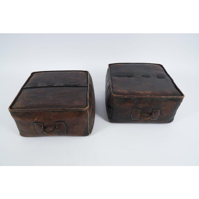 Mid-Century Modern Set of Mid-Century Modern Leather Handmade Neck Poufs, 1960s For Sale - Image 3 of 18