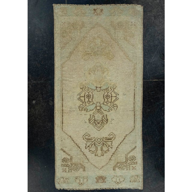 Brown Turkish Mini Rug Oriental Hand Knotted Vintage Rug 1'6" x 3'1" #16454 For Sale - Image 8 of 8