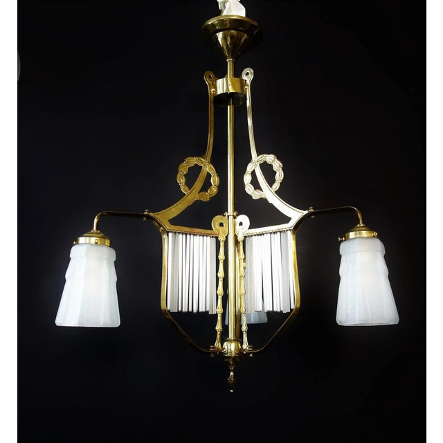 Antique Art Nouveau French Ceiling Lamp For Sale - Image 3 of 12