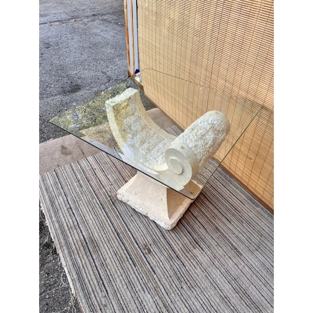 1980s 198os Postmodern Mactan Stone End Table With Glass Top. For Sale - Image 5 of 13