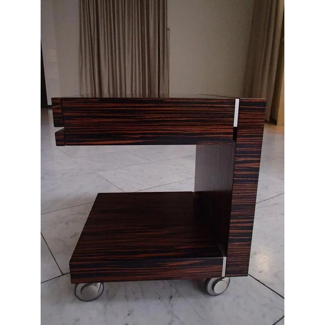 Macassar Bedside Table on Wheels For Sale - Image 10 of 11