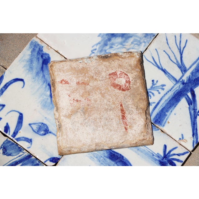 Blue Antique Set of 6 Baroque Portuguese Tiles, 18th Century Blue & White Landscape and Botanical Scene For Sale - Image 8 of 8