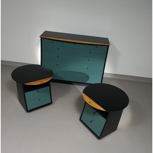 Sideboard and Bedside Tables by Umberto Asnago for Giorgetti, 1990s, Set of 3 For Sale - Image 14 of 18