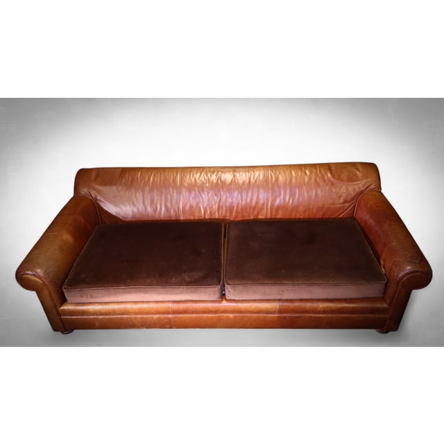 Tan Vintage Four-Seater Sofa in Leather, 2010s For Sale - Image 8 of 13